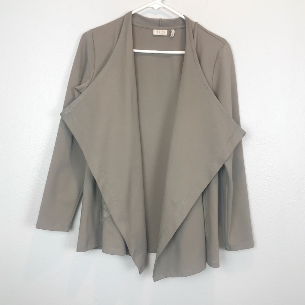 LOGO Lori Goldstein Drape Front Cardigan
